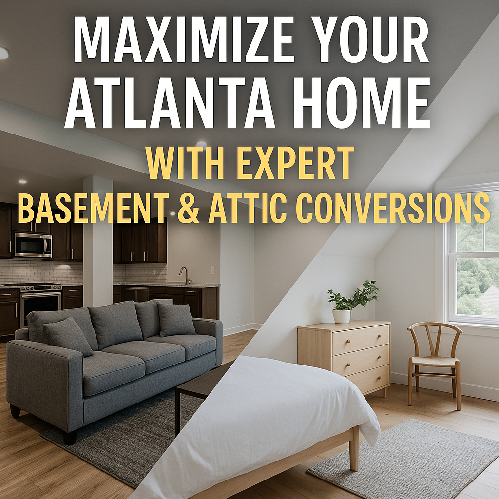 Modern attic bedroom conversion in an Atlanta home, designed as a cozy, well-lit living space.