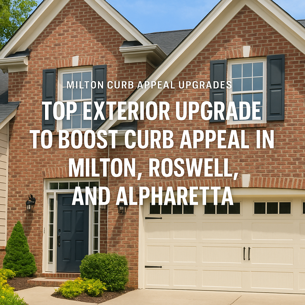 Modern brick house with enhanced curb appeal in Milton, showcasing well-maintained landscaping and fresh paint.