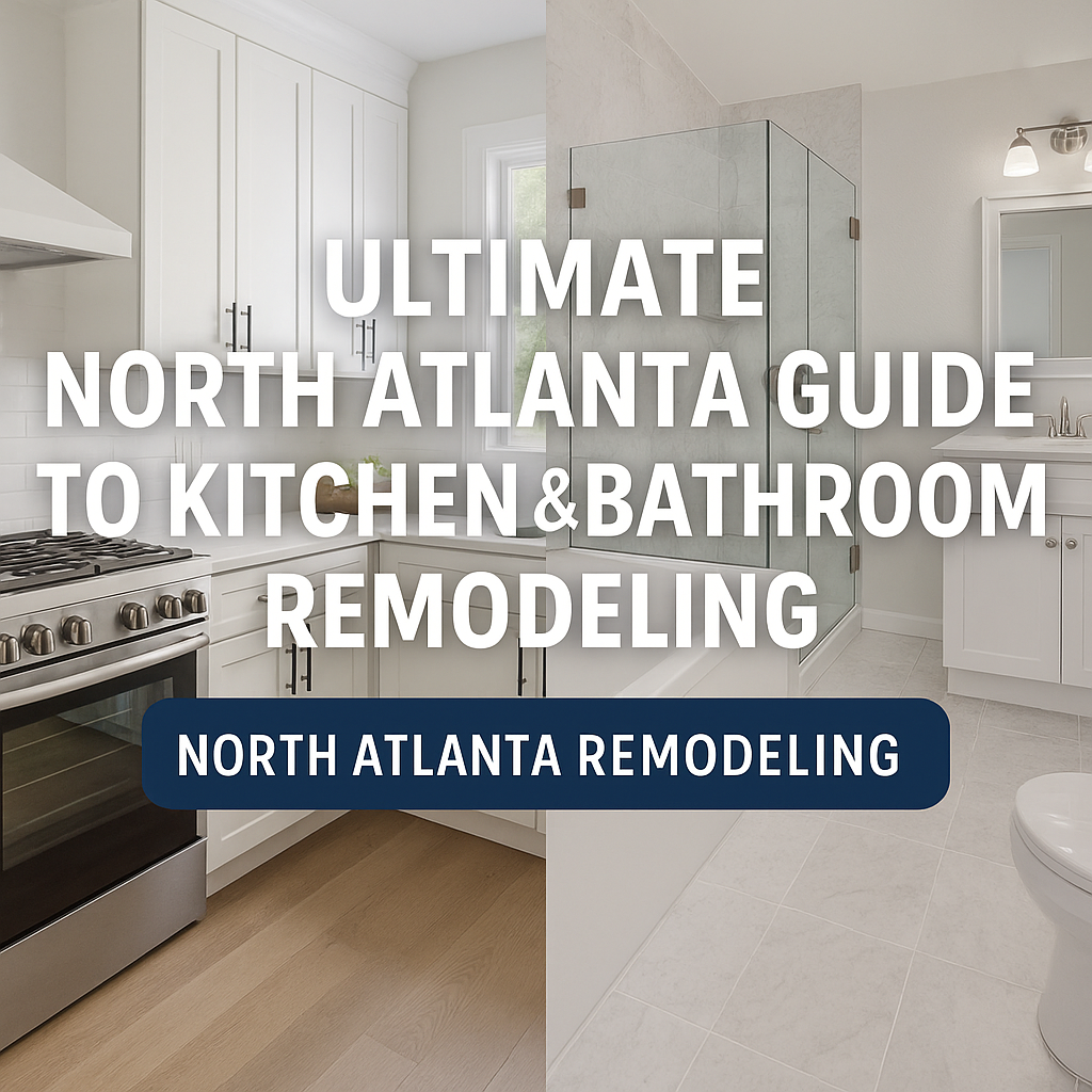 Modern kitchen and bathroom showcasing North Atlanta remodeling styles.